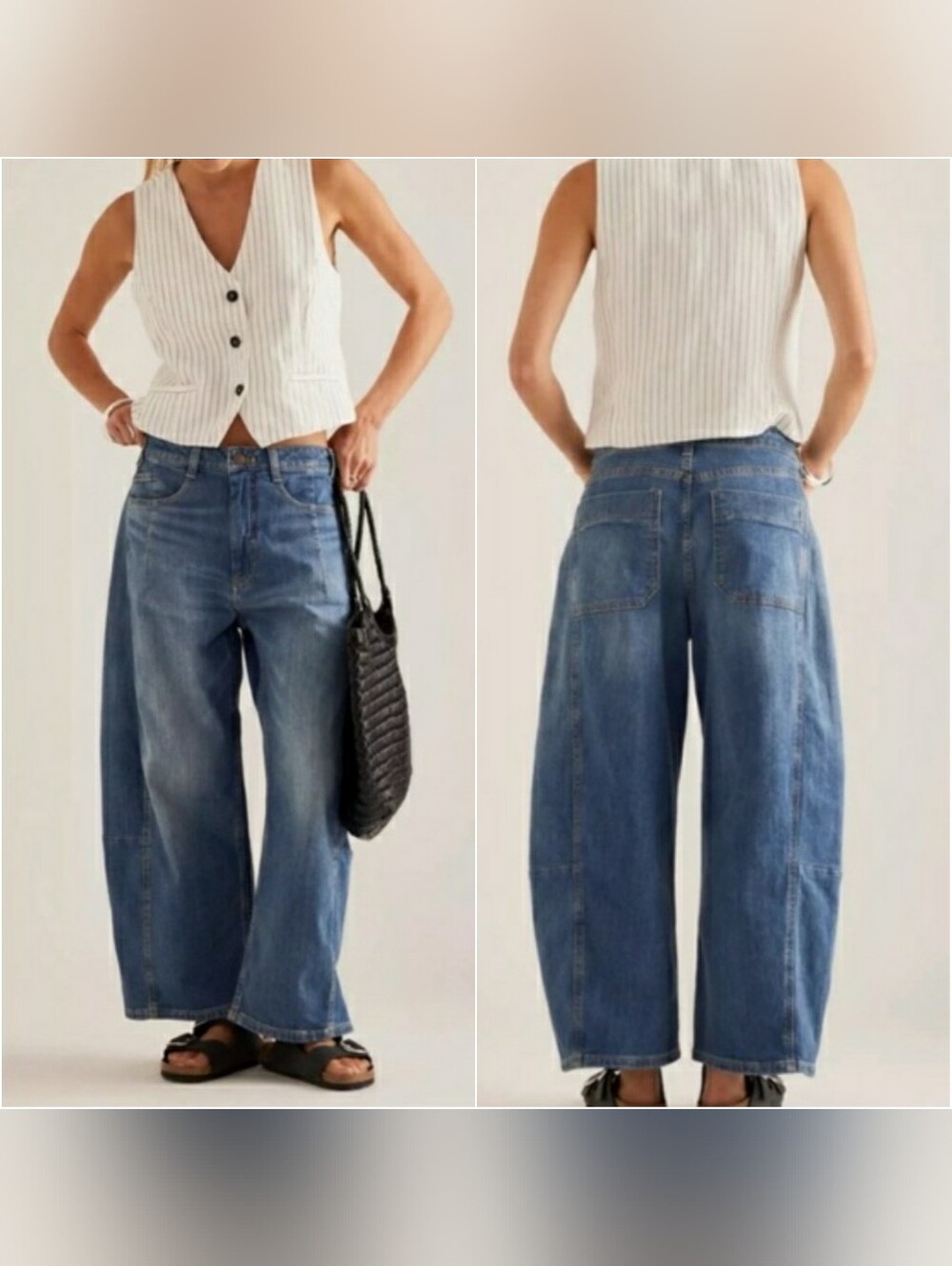 Anthropologie Pilcro Wide-Leg Cropped Barrel Denim Jeans OB2158802 Size 30